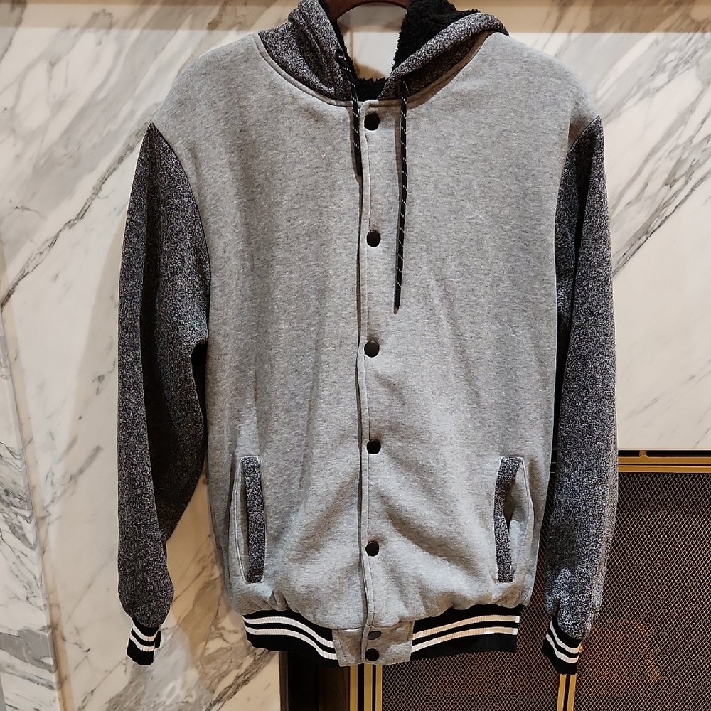 Gray and Black Bomber Jacket
